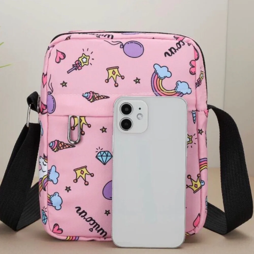 Girls mini cartoon unicorn printed bag . New